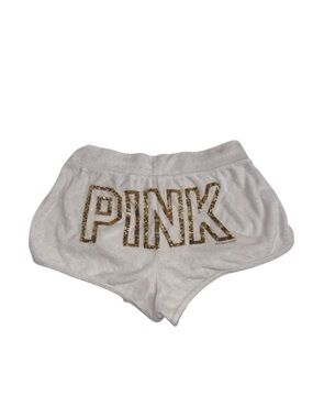Vintage Y2K Victoria Secret Pink Gold Bling Sequin Terry Shorts Small